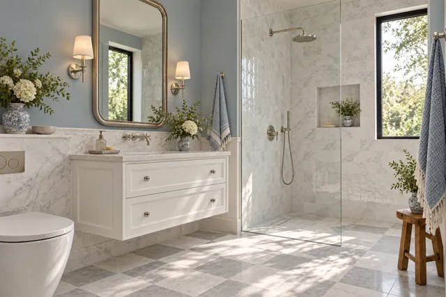 Classic & timeless illustrative bathroom concept